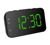 Reloj despertador digital LED con Snooze Alarm Reloj inteligente automático Reloj de escritorio portátil Fuente de alimentación dual Escritorio Dormitorio Relojes de noche para niños y adultos(Verde)