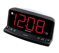 Reloj despertador digital LED de Sharp Operación simple Números grandes fáciles de ver luz nocturna integrada alarma de pitido alto con repetición pantalla de dígitos grandes y brillantes en rojo