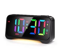 Reloj Despertador Digital LED, Despertador Infantil con luz Nocturna, Colores RGB Despertador, Pantalla LED de 10 Colores,7 Regulador de Brillo,Puerto de Carga USB y Type-C,2 Alarmas, Snooze,12/24H