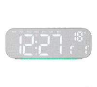 Reloj despertador digital LED grande con diseño de grano de madera que muestra la fecha del día de la semana y la temperatura para el escritorio del dormitorio estilo nórdico acabado amarillo (D)