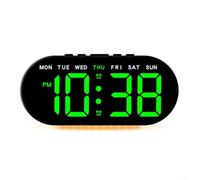 Reloj despertador digital LED multifuncional con alarmas duales, repetición, visualización de temperatura y fecha, diseñado para uso en mesa o pared (A)