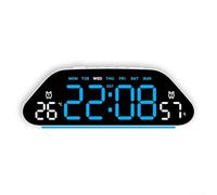 Reloj despertador digital LED Reloj de pared silencioso con pantalla grande, interruptor Celsius Fahrenheit, temporizador de cuenta regresiva para cocina, sala de estar, reloj electrónico (blanco azul