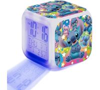 Reloj despertador digital para niños, reloj despertador fácil de leer con interruptor de luz de 7 colores, repetición, temperatura, calendario, música para personas que duermen pesadamente, niños,