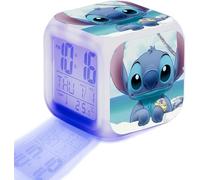 Reloj despertador digital para niños, reloj despertador fácil de leer con interruptor de luz de 7 colores, repetición, temperatura, calendario, música para personas que duermen pesadamente, niños,