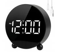 Reloj despertador digital para personas que duermen pesadamente, reloj de noche LED grande con alarma extra fuerte, alarmas duales y repetición, 3 niveles de brillo, silencioso, sin tictac, funciona