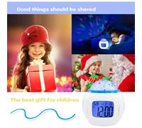 Reloj despertador digital, proyector de luz nocturna con cielo estrellado y temporizador musical para dormitorio infantil, pantalla LED multicolor,
