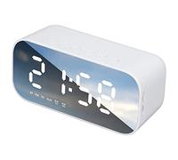 Reloj Despertador Digital, Reloj de Cabecera Portátil con Pantalla Grande con Alarma Dual, Radio Reloj Despertador FM con Altavoz Bluetooth, Brillo Ajustable, Detección de Temperatura en(Blanco)