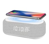 Reloj despertador digital, reloj despertador de audio Bluetooth digital, luz nocturna de 9 colores, altavoz Bluetooth, cargador inalámbrico para iPhone/Samsung, pantalla de temperatura, pantalla LED