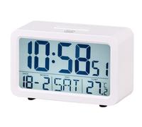 Trevi SLD 3P60 - Despertador Digital con Gran Pantalla LED retroiluminada, Reloj con termómetro, Calendario, Funciones de Temporizador y repetición, alimentación a Pilas AA, fácil de Usar, Blanco