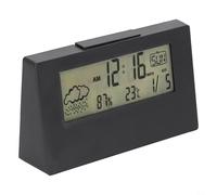 Reloj despertador electrónico con pantalla meteorológica luminosa y termohigrómetro, monitorea eficazmente las condiciones interiores (luz nocturna negra)