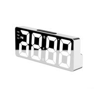 Reloj despertador electrónico funcional con pantalla de espejo y alarma silenciosa para decoración de sala de estar (blanco)