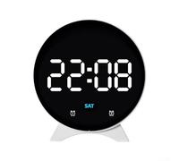 Reloj despertador electrónico LED con fecha, día, alarma, hora y visualización de temperatura, conmutable entre Celsius y Fahrenheit con brillo ajustable (A)