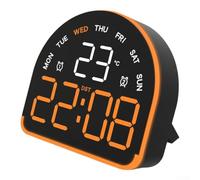 Reloj despertador electrónico LED con luz ambiental regulable y pantalla de temperatura de doble escala para uso funcional en interiores (naranja)