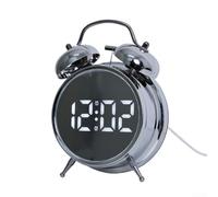 Reloj despertador extra fuerte para personas que duermen mucho con campanas dobles, reloj de escritorio LED digital con retroiluminación, reloj de mesa de noche de cuerpo de metal para dormitorio