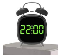Reloj despertador fuerte con campana bimetálica: dispositivo de tiempo digital extra ruidoso, pantalla LED clara, de alarma intensos, práctica función de repetición, dispositivo inalámbrico que