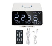 Reloj despertador inalámbrico Bluetooth, reloj digital de sobremesa con reproducción estéreo, función de llamadas manos libres, botón de
