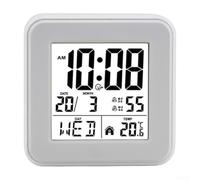 Reloj despertador inteligente para ancianos, con temperatura para calendario perpetuo, reloj digital, pantalla LED de gran pantalla para dormitorio, mesita de noche, reloj con fecha y hora (blanco)