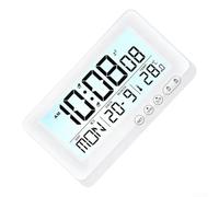 Reloj despertador LCD con pantalla semanal multilingüe Inglés Alemán Soporte Lecturas de temperatura Fecha Hora 12H 24H Compatibilidad de formato (blanco)