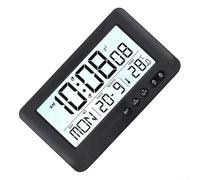 Reloj despertador LCD con pantalla semanal multilingüe Inglés Alemán Soporte Lecturas de temperatura Fecha Hora 12H 24H Compatibilidad de formato (negro)
