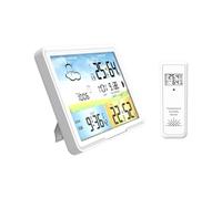 Reloj despertador LCD multifunción inalámbrico colorido PT20 for interiores, barómetro, termómetro e higrómetro.(WHITE 1 SENSOE)