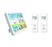 Reloj despertador LCD multifunción inalámbrico colorido PT20 for interiores, barómetro, termómetro e higrómetro.(WHITE 2 SENSOE)