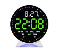 Reloj despertador LED con hora, día, fecha y segundos, con ajuste de brillo de varios niveles y modo de sueño para un ambiente nocturno reparador (F)