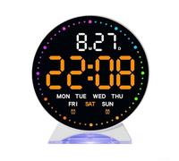 Reloj despertador LED con hora, día, fecha y segundos, con ajuste de brillo de varios niveles y modo de sueño para un ambiente nocturno reparador (H)