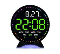 Reloj despertador LED con hora, día, fecha y segundos, con ajuste de brillo de varios niveles y modo de sueño para un ambiente nocturno reparador (B)
