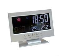 Reloj despertador LED con lecturas reales de temperatura interior y humedad más 12 24 horas para formato de hora (plateado)