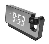 Reloj Despertador LED con Proyector Giratorio 180° para Dormitorio - Visualización de Hora, Fecha y Temperatura, Proyección en Pared y Techo, Puerto de Carga USB (Negro)