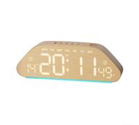 Reloj despertador LED de estilo madera con función de repetición - Reloj digital inalámbrico para mesita de noche con atenuación automática para niños, ancianos, durmientes pesados, amarillo