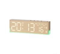Reloj despertador LED de estilo madera con función de repetición - Reloj digital inalámbrico para mesita de noche con atenuación automática para niños, ancianos, durmientes pesados, amarillo