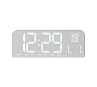 Reloj despertador LED de pantalla grande con acabado de grano de madera | Pantalla digital de montaje en pared o mesa que muestra hora, fecha, día, temperatura, | Luz ambiental de color 5 segundos | 4
