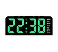 Reloj despertador LED multifuncional con luz de ambiente con brillo ajustable, función de repetición para dormitorio y oficina, lámpara de brillo ajustable