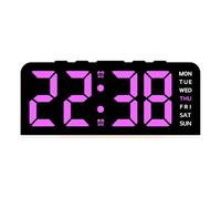 Reloj despertador LED multifuncional con luz de ambiente con brillo ajustable, función de repetición para dormitorio y oficina, lámpara de brillo ajustable