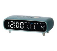 Reloj despertador LED multifuncional con temporizador de repetición silencioso, luz ambiental y salida USB para la configuración moderna de la habitación (azul)