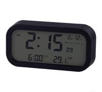 Reloj despertador LED para dormitorio, pantalla numérica grande, monitoreo de temperatura, función de repetición y activación de retroiluminación de 5 segundos (negro)