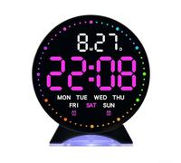 Reloj despertador LED para dormitorio y oficina, reloj digital de escritorio con fecha, día, hora y segundo, manual de 3 niveles + modo de apagado de atenuación automática de 4 niveles (C)