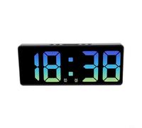 Reloj despertador LED para el hogar y el jardín, pantalla grande digital con brillo ajustable, 5 niveles de brillo, modo de visualización dual, iluminación colorida, alimentación USB/AAA, compatible