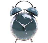 Reloj despertador mecánico en forma de tambor, 4 x 2.95 x 6.1 pulgadas, diseño creativo con luz nocturna, movimiento de barrido silencioso, timbre fuerte para estudiantes y viajeros (verde)