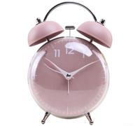 Reloj despertador mecánico en forma de tambor, 4 x 2.95 x 6.1 pulgadas, diseño creativo con luz nocturna, movimiento de barrido silencioso, timbre fuerte para estudiantes y viajeros (rosa)