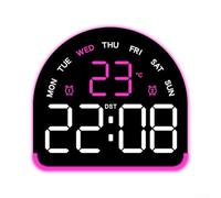 Reloj despertador multifuncional con iluminación ambiental LED, brillo ajustable, temporizador de sueño, pantalla de temperatura conmutable entre Celsius y Fahrenheit, y múltiples alarmas (E)