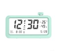 Reloj despertador múltiple con sensor de luz inteligente, pantalla LCD para tiempo, temperatura y humedad, diseñado para uso y programación de estudiantes (verde)