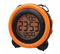 Reloj despertador, pantalla a color electrónica con múltiples luces de timbre fuerte, pantalla digital grande para visualización de despertador R (naranja)