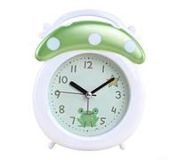Reloj despertador para despertar con doble pantalla y asa portátil, funciona con pilas, adecuado para estudiantes y niños en dormitorios (blanco + verde)