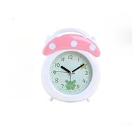 Reloj despertador para despertar con doble pantalla y asa portátil, funciona con pilas, adecuado para estudiantes y niños en dormitorios (blanco + rosa)