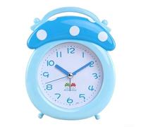 Reloj despertador para despertar con doble pantalla y mango portátil, funciona con pilas, adecuado para estudiantes y niños en dormitorios (azul nube)