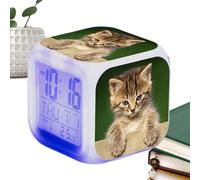 Reloj despertador para gatos,Reloj de escritorio para gatos - Reloj para niños Reloj de mesa con forma de cubo Reloj despertador LED | Reloj despertador electrónico colorido con pantalla grande para a