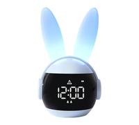 Reloj despertador para niños, con forma de conejo, luz nocturna, recargable, alarma de despertar de conejo, para niños, niñas, hogar, dormitorio, escuela, Pascua, cumpleaños