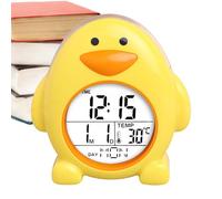 Reloj despertador para niños, pequeño reloj de escritorio en forma de pingüino, alarma de dormitorio con calendario perpetuo para cumpleaños, Año Nuevo